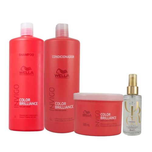 Kit Wella Invigo Color Brilliance e Oil Reflections light 100 ml Salão (4 Produtos) Kit Wella Invigo Color Brilliance Oil Reflections Quarteto
