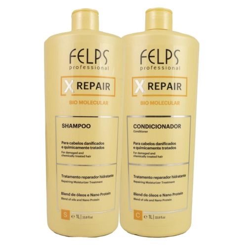 Kit Felps X Repair Bio Molecular Shampoo e Condicionador 1 Litro Kit Felps X Repair Bio Molecular Shampoo e Condicionador 1 L