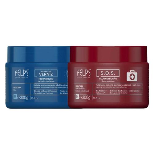 Kit Felps Cronograma Lumiforce (S.O.S.+ Banho de Verniz 2 x 300 g) Kit Felps Cronograma S.O.S.+ Banho de Verniz 2 x 300 g
