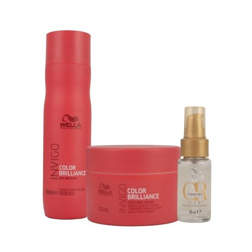 Kit Wella Invigo Color Brilliance e Oil Reflections light 30 ml (3 Produtos) Kit Wella Invigo Color Brilliance Oil Reflections light Trio