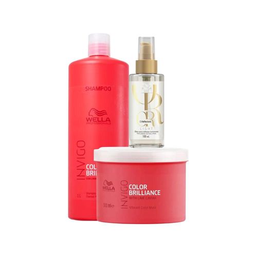 Kit Wella Invigo Color Brilliance e Oil Reflections light Salão (3 Produtos) Kit Wella Invigo Color Brilliance Oil Reflections light Trio