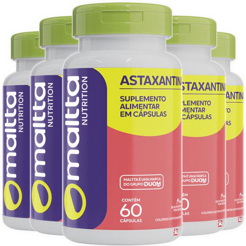KIT 5 ASTAXANTINA 5MG PURA TOTAL 300 CÁPSULAS CONCENTRADA - MALTTA NUTRITION