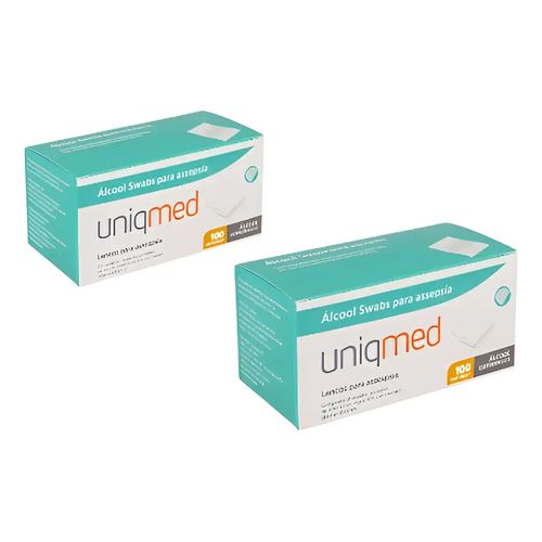 Álcool Swabs para Assepsia Uniqmed Caixa c/ 100 Unidades 200 Unidades