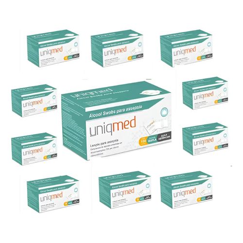 Álcool Swabs para Assepsia Uniqmed Caixa c/ 100 Unidades 1000 Unidades