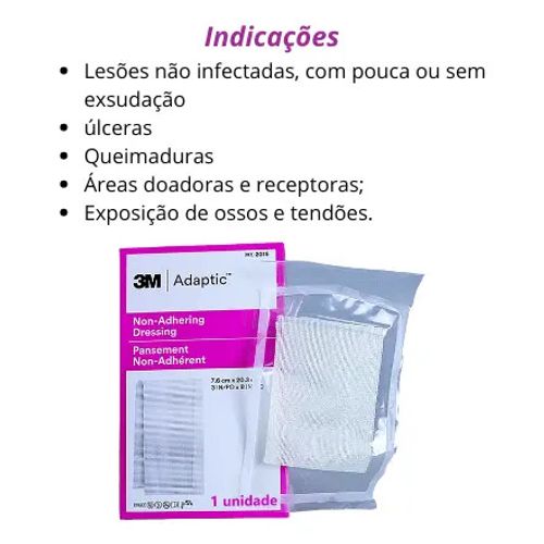 Curativo Adaptic Não Aderente com Petrolatum 3M 7.6cmX7.6cm