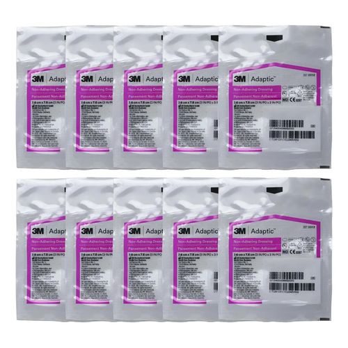 Kit 10 Curativos Adaptic Não Aderente 7,6 x 7,6 cm com Petrolatum 3M