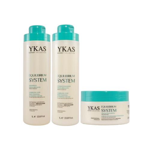 Kit Ykas Equilibrium System Shamp + Condicionador + Máscara