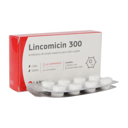 Antibiótico Lincomicin 300 com 16 Comprimidos para Cães e Gatos Labyes