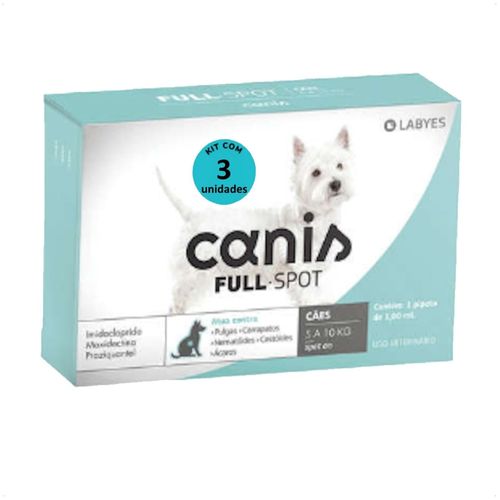ANTIPULGAS E VERMIFUGO CANIS FULLSPOT CÃES DE 5 A 10KG KIT COM 3