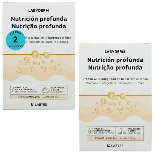 LABYDERM NUTRIÇÃO PROFUNDA 2ML PARA CÃES E GATOS ATÉ 20KG LABYES KIT COM 2 LABYDERM NUTRIÇÃO PROFUNDA 2ML PARA CÃES E GATOS ATÉ 20KG LABYES
