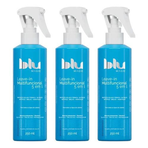 Kit C/ 3 Leave In Spray Capilar Protetor Solar Blu Magic