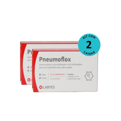 Kit Pneumoflox com 16 Comprimidos para Cães e Gatos Labyes - com 2 unidades