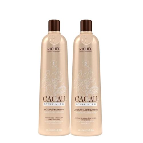 Kit Richée Cacau Power Nutri Shampoo e Condicionador 1 Litro Kit Richée Cacau Power Nutri Shampoo e Condicionador 1 Litro
