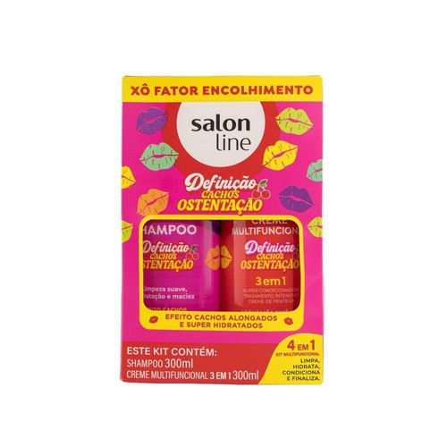Kit Shampoo Creme Multi Salon Line Cachos Ostentação 300 ml