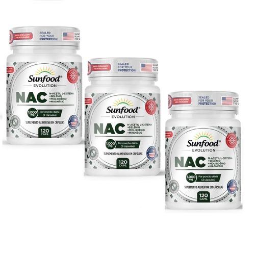 KIT 3 NAC SELENIO MOLIBDENIO MAGNESIO 120 CAPS SUNFOOD EVOLUTION
