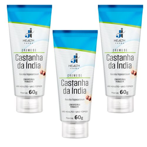 Castanha Da Índia Creme 60g Para Circulação Das Pernas - J I Health kit 3 unidades