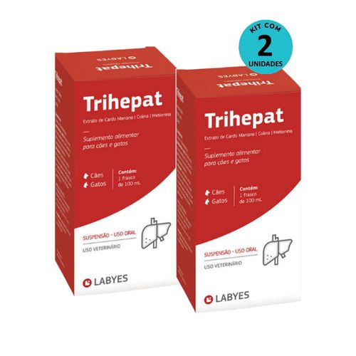 Kit 2 Suplemento Alimentar Trihepat Cães e Gatos 100mL - Labyes