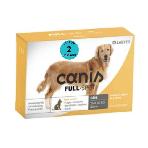 ANTIPULGAS E VERMIFUGO CANIS FULLSPOT CÃES DE 26 A 40KG KIT COM 2 ANTIPULGAS E VERMIFUGO CANIS FULLSPOT CÃES DE 26 A 40KG 4,00ML