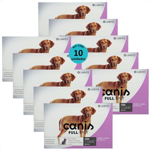 ANTIPULGAS E VERMIFUGO CANIS FULLSPOT CÃES DE 11 A 25KG KIT COM 10 ANTIPULGAS E VERMIFUGO CANIS FULLSPOT CÃES DE 11 A 25KG 2,50ML KIT COM 10