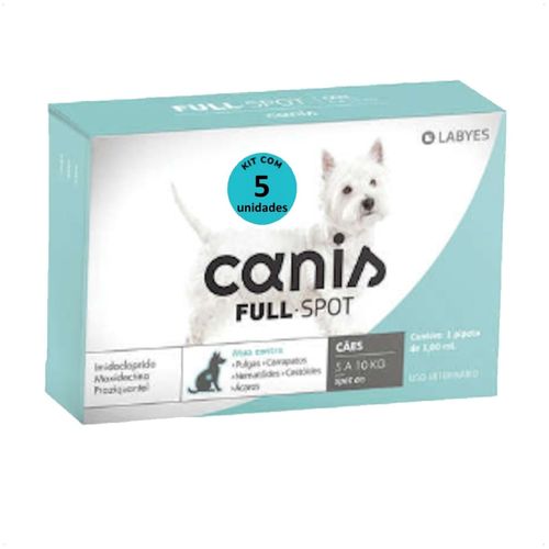 ANTIPULGAS E VERMIFUGO CANIS FULLSPOT CÃES DE 5 A 10KG KIT COM 5 ANTIPULGAS E VERMIFUGO CANIS FULLSPOT CÃES DE 5 A 10KG 1,00ML KIT COM 3