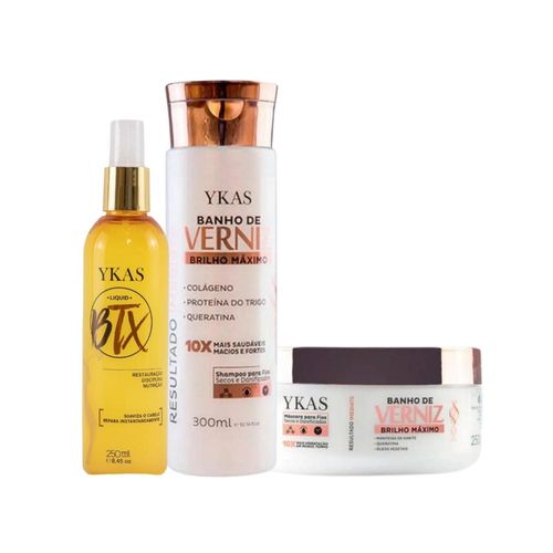 Kit Ykas Verniz Shampoo + Máscara Verniz 250g+ Botox Líquid