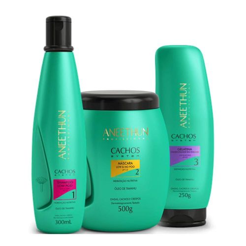 Kit Aneethun Cachos Shampoo + Máscara + Gelatina