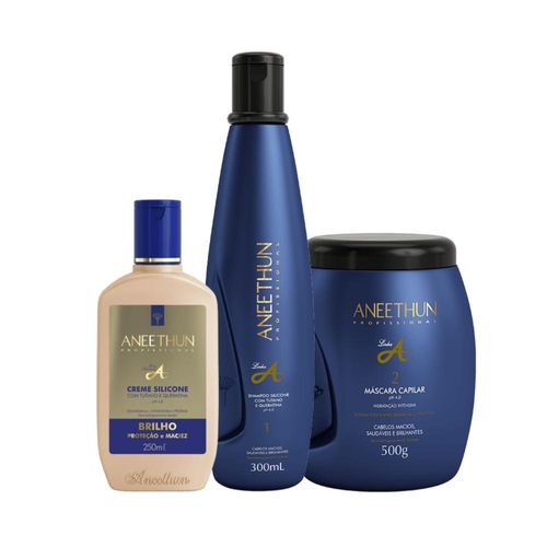Kit Aneethun Linha A Shampoo + Máscara + Creme de Silicone