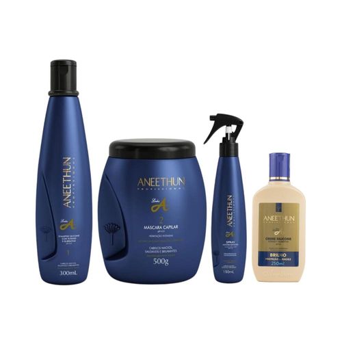 Kit Aneethun Linha A Shampoo + Máscara + Creme+ Spray