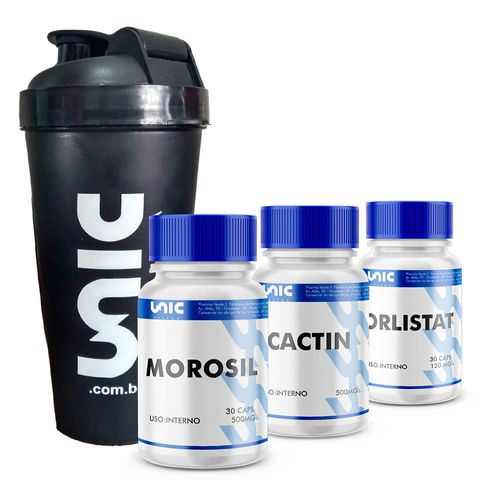 Morosil + Cactin + Orlistat + Coqueteleira cores variadas Preto Preto Preto
