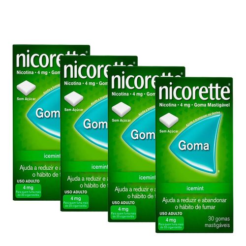Kit-Nicorette-Para-Parar-de-Fumar-4mg-30-Goma-Mastigaveis-4-Unidades