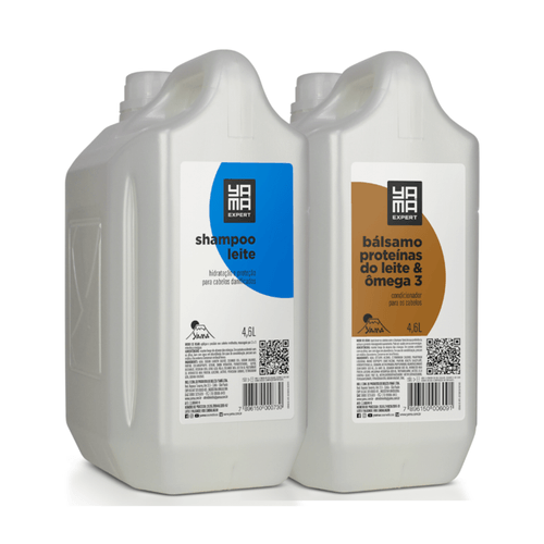 Kit Shampoo Leite 4.6L e Bálsamo Ômega 3 Proteína 4.6L  Yamá