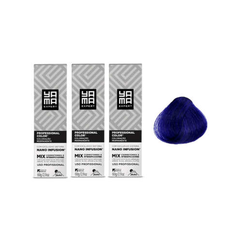 Kit com 3 Colorações Prof Color Nano Infusion Mix Azul Yamá