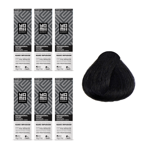 Kit C/6 Colorações Prof Color Nano 1.0 Preto - Yamá