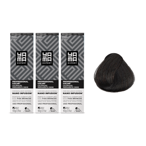 Kit C/3 Colorações Prof Color Nano 4.0 Castanho Médio