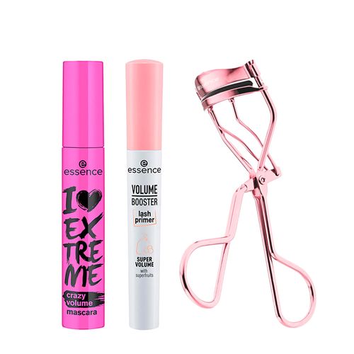 Kit Essence Modelador de Cílios All The Way Up + Primer para Cílios Alongadora Volume Branco + Máscara para Cílios de Volume Preto Kit