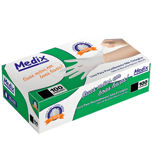 LUVA PROCEDIMENTO LATEX SEM PO TAMANHOS 100UN MEDIX - PP