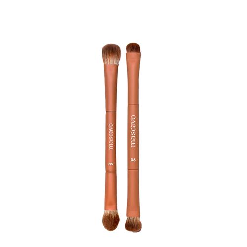 Kit Mascavo Pro Series Pincel de Maquiagem Duplo para Sombra + Multifuncional Rosto Kit