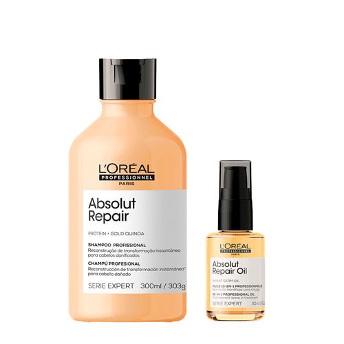 Kit L'Oréal Professionnel Serie Expert Absolut Repair Gold Quinoa - Shampoo 300ml + Óleo Capilar 30ml Kit