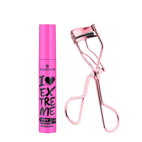 Kit Essence Modelador de Cílios All The Way Up + Máscara para Cílios de Volume I Love Extreme Crazy Volume Preto 12ml Kit