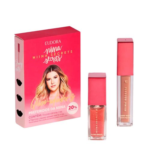 Kit Eudora Queridinhos da Niina Batom Líquido Matte 5ml + Gloss Crystal 7ml 7 ml