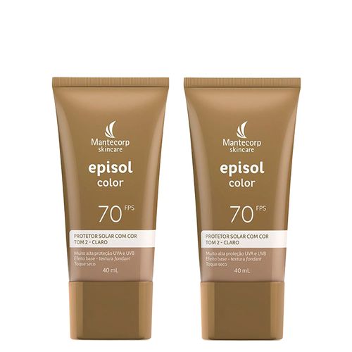 Kit Mantecorp Episol Color Protetor Solar Facial 2-Claro Fps70 40ml - 2 Unidades Kit
