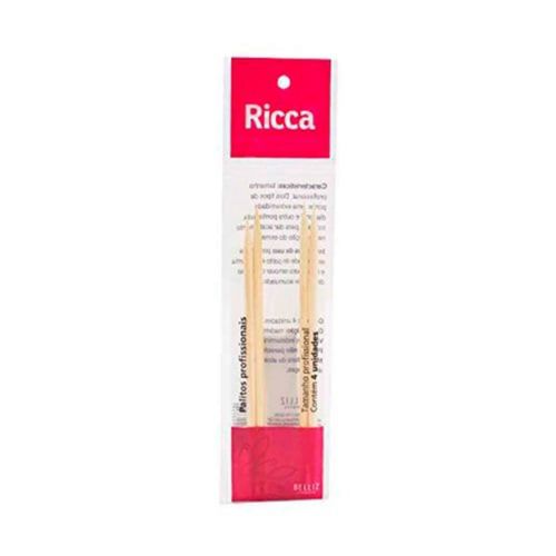 Palito de Madeira Para Manicure Ricca Com 4 Unidades