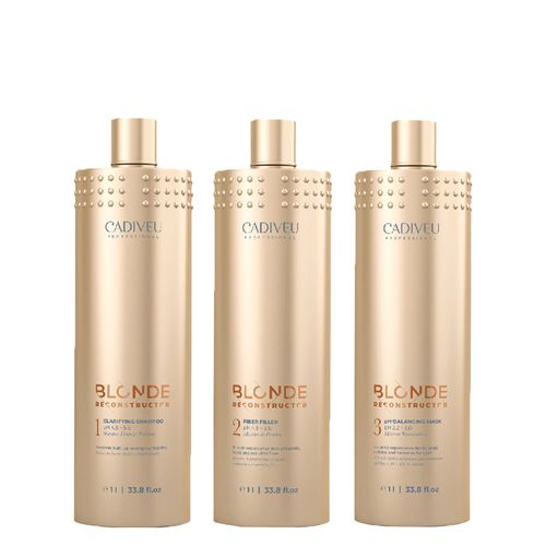 Kit Cadiveu Blonde Reconstructor Keeper Shampoo 1000ml + Máscara Proteína 1000ml + Máscara Balanceadora 1000ml Kit