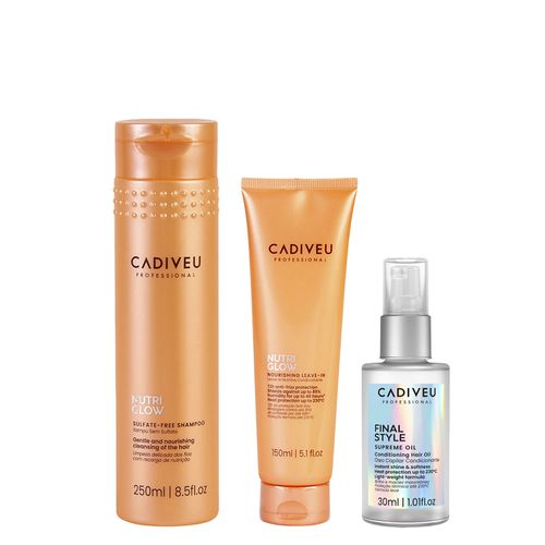 Kit Cadiveu Nutri Glow Shampoo 250ml + Óleo Capilar Final Style Multibenefícios 30ml + Leave-In 150ml Kit