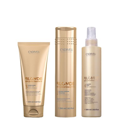 Kit Cadiveu Blonde Reconstructor Keeper Shampoo 250ml + Máscara 200ml + Leave-In 200ml Kit