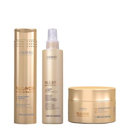 Kit Cadiveu Blonde Recosntructor Keeper Shampoo 250ml + Máscara 200ml + Leave-In 200ml Kit