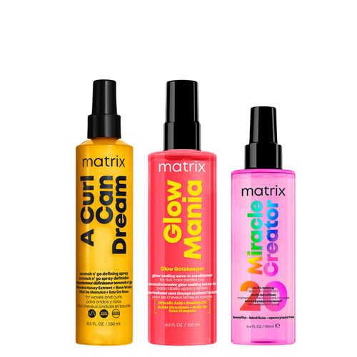 Kit Matrix Miracle Creator Leave-In 195ml + Leave-In Glow Mania 250ml + Modelador Curl Can Dream 250ml Kit