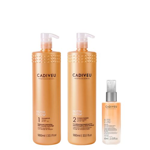 Kit Cadiveu Professional Shampoo Nutri Glow 980ml + Condicionador 980ml + Óleo 60ml Kit Kit Cadiveu Professional Shampoo Nutri Glow 980ml + Condicionador 980ml + Óleo 60ml Kit