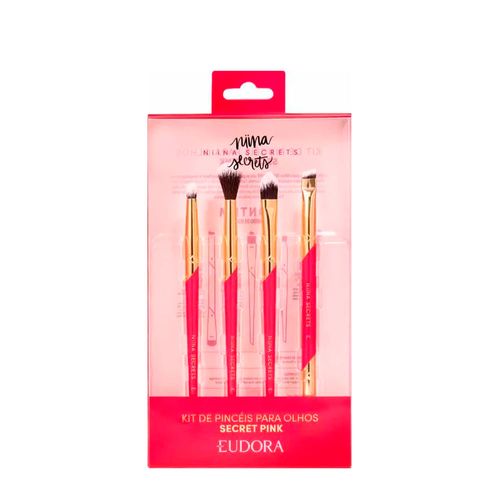 Kit Pincel para Olhos Eudora Niina Secrets Secret Pink - 4 Unidades Kit