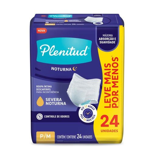 Kit com 3 Unidades de Roupa Íntima Plenitud Noturna P/M 24 Unidades